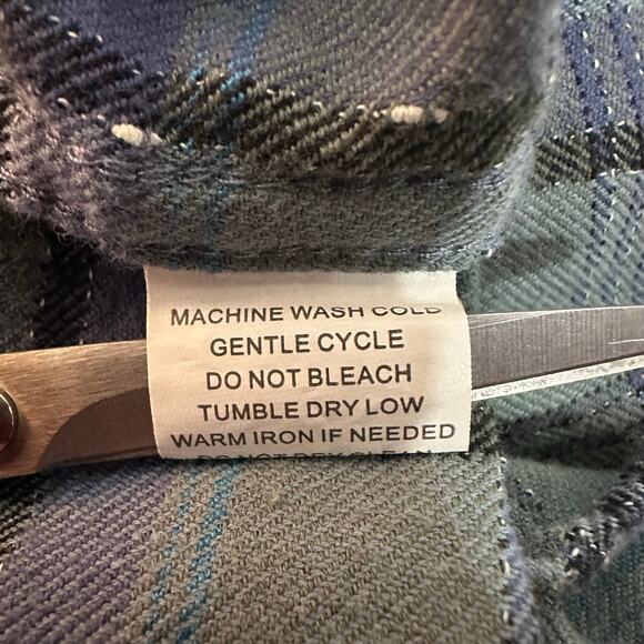 Carbon 2 Cobalt Men's XL Blue Plaid 100% Cotton Short Sleeve Button Up Shirt - Picture 5 of 5